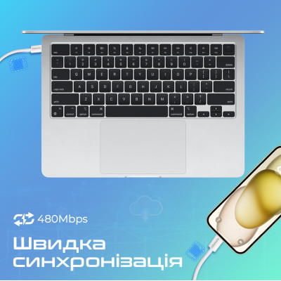 Кабель Promate USB Type-C - USB Type-C (M/M), 3A, 60W, 2 м, White (ecoline-cc200.white)