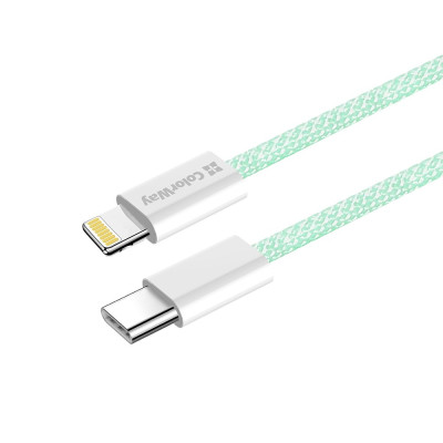 Кабель ColorWay Lightning + USB Type-C (M/M), 3.0 А, 1 м, Green (CW-CBPDCL061-G) Кабель ColorWay Lightning + USB Type-C (M/M), 3.0 А, 1 м, Green (CW-CBPDCL061-G)