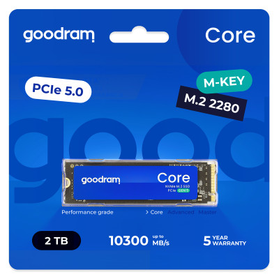 Накопичувач SSD 2TB Goodram Core M.2 2280 PCIe 5.0 x4 NVMe 3D NAND (SSDR-GRC01-2K0-80) Накопичувач SSD 2TB Goodram Core M.2 2280 PCIe 5.0 x4 NVMe 3D NAND (SSDR-GRC01-2K0-80)