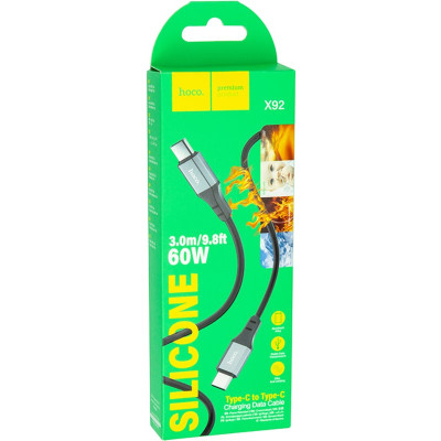 Кабель Hoco X92 USB Type-C - USB Type-C (M/M), 60W, 3 м, Black (CA913930) Кабель Hoco X92 USB Type-C - USB Type-C (M/M), 60W, 3 м, Black (CA913930)