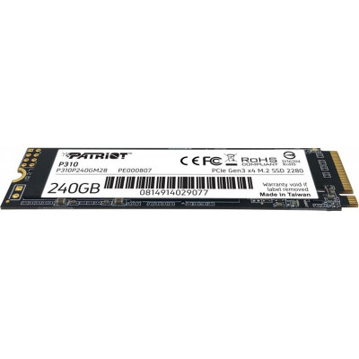 Накопичувач SSD 240GB Patriot P310 M.2 2280 PCIe NVMe 3.0 x4 TLC (P310P240GM28) Накопичувач SSD 240GB Patriot P310 M.2 2280 PCIe NVMe 3.0 x4 TLC (P310P240GM28)