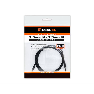 Аудіо-кабель REAL-EL Audio Pro 3.5 мм - 3.5 мм (M/M), 1 м, чорний (EL123500040)