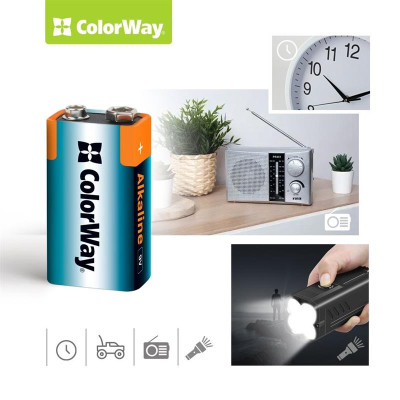 Батарейка ColorWay Alkaline Power Krona/6LR61 BL 1шт Батарейка ColorWay Alkaline Power Krona/6LR61 BL 1шт