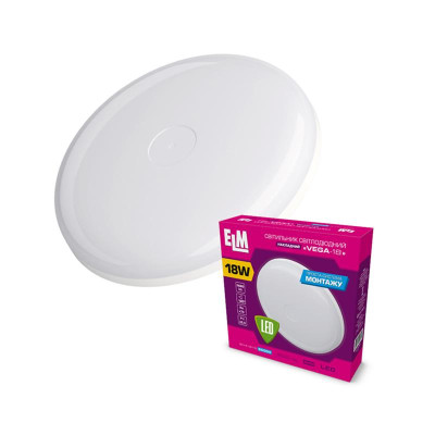 Світильник настінно-стельовий накладний світлодіодний круглий ELM 18W 6500К Vega IP40 26-0051 Світильник настінно-стельовий накладний світлодіодний круглий ELM 18W 6500К Vega IP40 26-0051