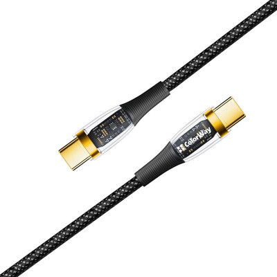 Кабель ColorWay USB Type-C - USB Type-C (M/M), transparent head, PD Fast Charging, 5 А, 100 W, 1.2 м, Black (CW-CBPDCC053-BK) Кабель ColorWay USB Type-C - USB Type-C (M/M), transparent head, PD Fast Charging, 5 А, 100 W, 1.2 м, Black (CW-CBPDCC053-BK)