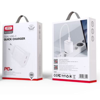 Мережевий зарядний пристрій XO L105 (2USB-С, 3А) PD White (L105.white) Мережевий зарядний пристрій XO L105 (2USB-С, 3А) PD White (L105.white)