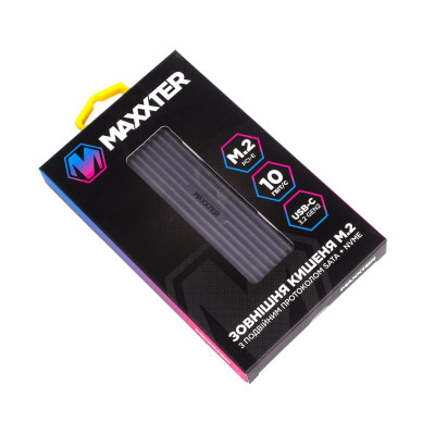 Зовнішня кишеня Maxxter M.2 NVMe PCIe, USB 3.2 Type-C, Metal, Black (EHDE-2280D-01)