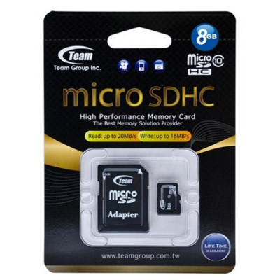 Карта пам`ятi MicroSDHC 8GB Class 10 Team + SD-adapter (TUSDH8GCL1003)- Карта пам`ятi MicroSDHC 8GB Class 10 Team + SD-adapter (TUSDH8GCL1003)-