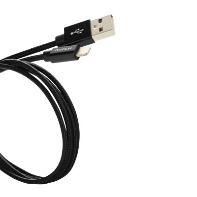 Кабель Canyon USB - Lightning (M/M) 0.96 м, Black (CNS-MFIC3B) в обплетеннi Кабель Canyon USB - Lightning (M/M) 0.96 м, Black (CNS-MFIC3B) в обплетеннi