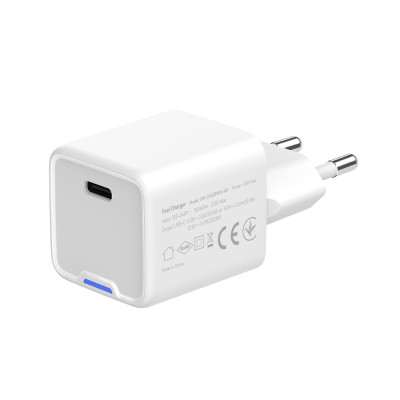 Мережевий зарядний пристрій ColorWay GaN Mini 20W PD Port PPS USB-C White (CW-CHS059PD-WT)