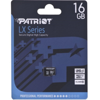 Карта пам`ятi MicroSDHC 16GB UHS-I Class 10 Patriot LX (PSF16GMDC10) Карта пам`ятi MicroSDHC 16GB UHS-I Class 10 Patriot LX (PSF16GMDC10)