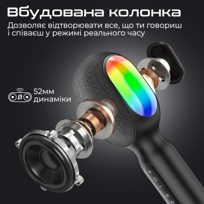 Мікрофон для караоке Promate VocalMic Bluetooth LED Black Мікрофон для караоке Promate VocalMic Bluetooth LED Black