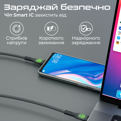 Кабель Promate TransLine-CC200 USB Type-C - USB Type-C (M/M), 3 A, 60 W, 2 м, Black Кабель Promate TransLine-CC200 USB Type-C - USB Type-C (M/M), 3 A, 60 W, 2 м, Black