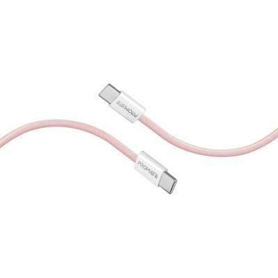 Кабель Promate EcoLine-CC200 USB Type-C - USB Type-C (M/M), 3 A, 60 W, 2 м, Pink