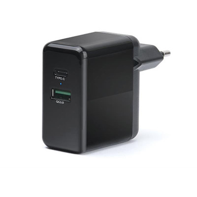 Мережевий зарядний пристрій REAL-EL CH-350 QC3.0 (2USB, 3A) Black