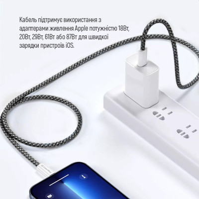 Кабель ColorWay Lightning + USB Type-C (M/M), 3.0 А, 1 м, Black (CW-CBPDCL061-BK) Кабель ColorWay Lightning + USB Type-C (M/M), 3.0 А, 1 м, Black (CW-CBPDCL061-BK)