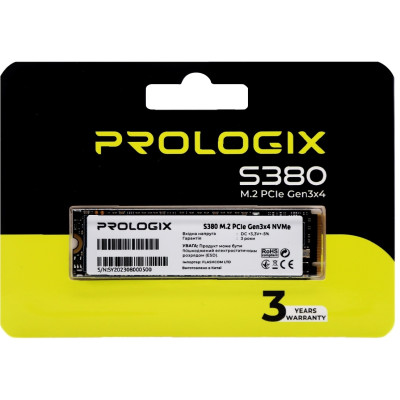 Накопичувач SSD 512GB Prologix S380 M.2 2280 PCIe 3.0 x4 NVMe 3D TLC (PRO512GS380) Накопичувач SSD 512GB Prologix S380 M.2 2280 PCIe 3.0 x4 NVMe 3D TLC (PRO512GS380)