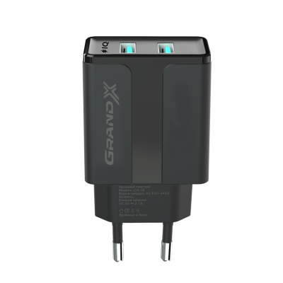 Мережевий зарядний пристрій Grand-X CH-15B (2xUSB 2.1A) Black Мережевий зарядний пристрій Grand-X CH-15B (2xUSB 2.1A) Black