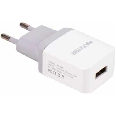 Мережевий зарядний пристрій Maxxter (1USBx2.1A) White (UC-24A) Мережевий зарядний пристрій Maxxter (1USBx2.1A) White (UC-24A)