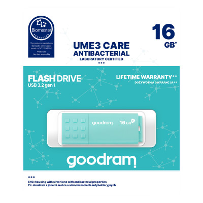 Флеш-накопичувач USB3.2 16GB Goodram UME3 Care Green (UME3-0160CRR11) Флеш-накопичувач USB3.2 16GB Goodram UME3 Care Green (UME3-0160CRR11)