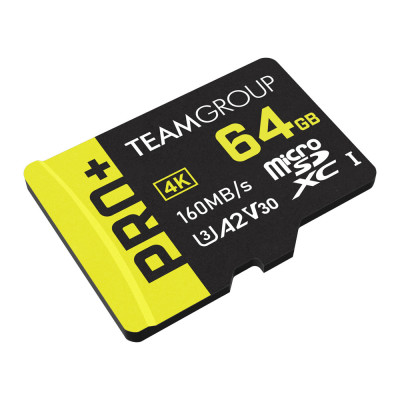 Карта пам`ятi MicroSDXC 64GB UHS-I/U3 Class 10 Team Pro+ R160/W55MB/s + SD-адаптер (TPPMSDX64GIA2V3003) Карта пам`ятi MicroSDXC 64GB UHS-I/U3 Class 10 Team Pro+ R160/W55MB/s + SD-адаптер (TPPMSDX64GIA2V3003)