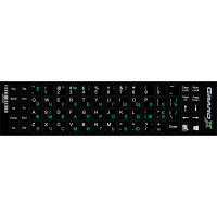 Наліпки на клавіатуру Grand-X 68 keys Cyrillic green, Latin white (GXDPGW)