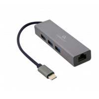 USB-хаб Cablexpert USB Type-C Grey 3-в-1 (A-CMU3-LAN-01)