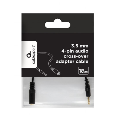 Аудіо-кабель Gembird CCA-419 3.5 мм - 3.5 мм (M/F), кросовер контактів GND і MIC, 0.18 м, чорний Аудіо-кабель Gembird CCA-419 3.5 мм - 3.5 мм (M/F), кросовер контактів GND і MIC, 0.18 м, чорний