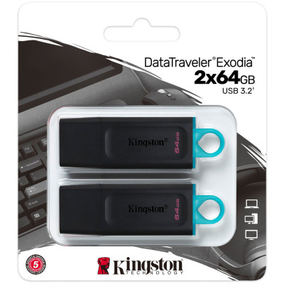Флеш-накопичувач USB3.2 64GB Kingston DataTraveler Exodia Black/Blue 2 Pieces (DTX/64GB-2P) Флеш-накопичувач USB3.2 64GB Kingston DataTraveler Exodia Black/Blue 2 Pieces (DTX/64GB-2P)