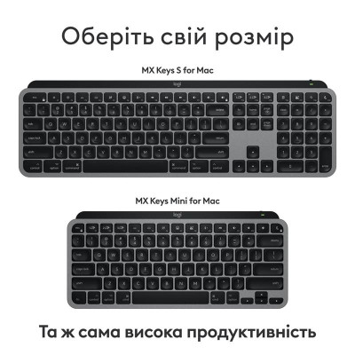 Клавіатура бездротова Logitech MX Keys Mini for Mac Minimalist Wireless Illuminated Space Gray (920-012652) Клавіатура бездротова Logitech MX Keys Mini for Mac Minimalist Wireless Illuminated Space Gray (920-012652)