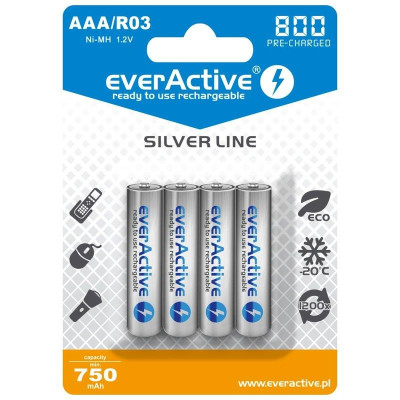 Акумулятор everActive AAA/HR03 Ni-MH 800mAh BL 4шт Акумулятор everActive AAA/HR03 Ni-MH 800mAh BL 4шт