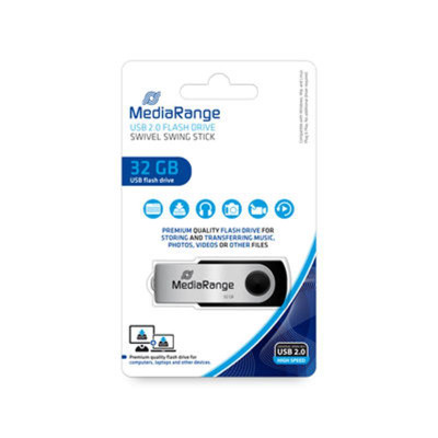 Флеш-накопичувач USB2.0 32GB MediaRange Black/Silver (MR911) Флеш-накопичувач USB2.0 32GB MediaRange Black/Silver (MR911)