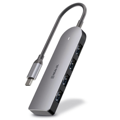 USB-хаб REAL-EL CQ-415 USB Type-C 4-в-1 USB-хаб REAL-EL CQ-415 USB Type-C 4-в-1