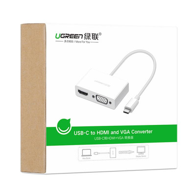 Адаптер Ugreen MM123 HDMI+VGA - USB Type-C (F/M), White (30843) Адаптер Ugreen MM123 HDMI+VGA - USB Type-C (F/M), White (30843)