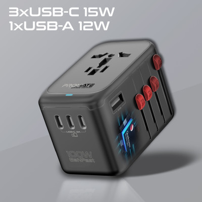 Зарядний пристрій Promate TripMate-GaN100 100W Black Зарядний пристрій Promate TripMate-GaN100 100W Black