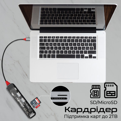USB-хаб Promate TransHub-Lite USB Type-C Grey USB-хаб Promate TransHub-Lite USB Type-C Grey