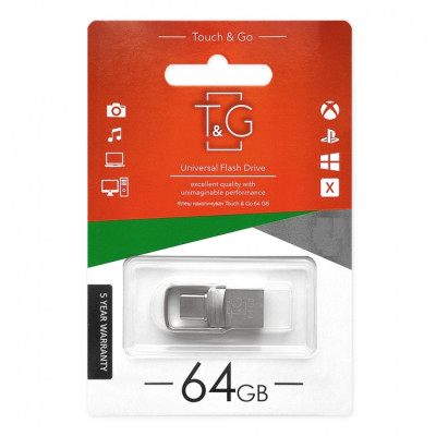 Флеш-накопичувач USB 2.0 64GB Type-C T&G 104 Metal Series Silver (TG104TC-64G) Флеш-накопичувач USB 2.0 64GB Type-C T&G 104 Metal Series Silver (TG104TC-64G)