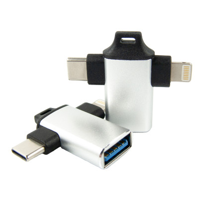Адаптер Dengos OTG USB-Lightning/USB Type-C Silver (ADP-022) Адаптер Dengos OTG USB-Lightning/USB Type-C Silver (ADP-022)
