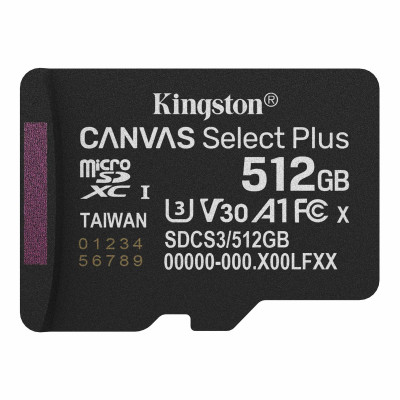Карта пам`яті MicroSDXC 512GB UHS-I Class 10 Kingston Canvas Select Plus R150MB/s (SDCS3/512GBSP) Карта пам`яті MicroSDXC 512GB UHS-I Class 10 Kingston Canvas Select Plus R150MB/s (SDCS3/512GBSP)