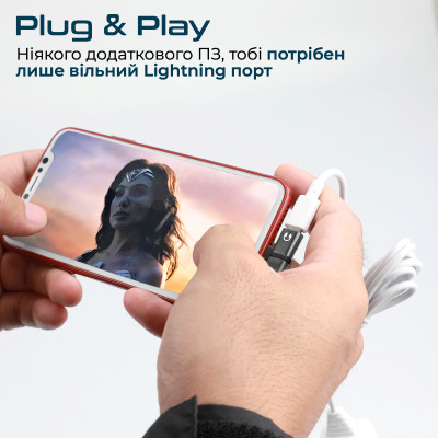 Адаптер Promate iHinge Lightning - 2хLightning (M/F) Grey Адаптер Promate iHinge Lightning - 2хLightning (M/F) Grey