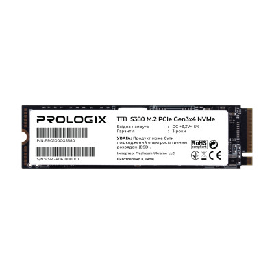 Накопитель SSD 1TB Prologix S380 M.2 2280 PCIe 3.0 x4 NVMe TLC (PRO1000GS380) Накопитель SSD 1TB Prologix S380 M.2 2280 PCIe 3.0 x4 NVMe TLC (PRO1000GS380)