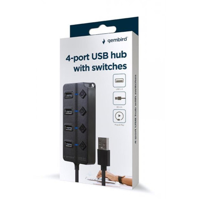 USB-хаб Gembird 4 ports (UHB-U2P4P-01) з вимикачами