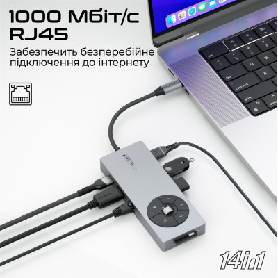 USB-хаб Promate ComandHub-Pro USB Type-C Grey USB-хаб Promate ComandHub-Pro USB Type-C Grey