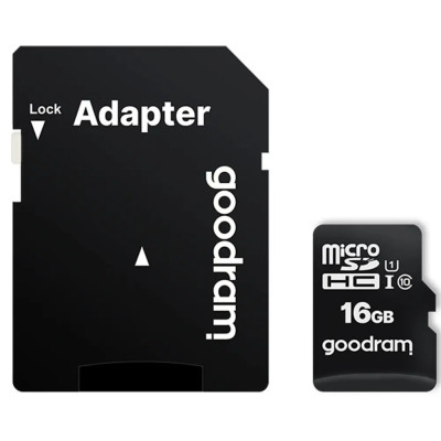Карта пам`яті MicroSDHC 16GB UHS-I Class 10 Goodram + SD-adapter (M1AA-0160R12) Карта пам`яті MicroSDHC 16GB UHS-I Class 10 Goodram + SD-adapter (M1AA-0160R12)