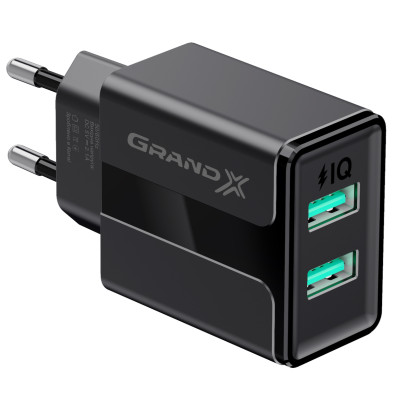 Мережевий зарядний пристрій Grand-X CH-15B (2xUSB 2.1A) Black Мережевий зарядний пристрій Grand-X CH-15B (2xUSB 2.1A) Black
