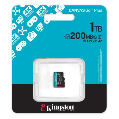 Карта пам`яті MicroSDXC 1TB UHS-I/U3 Class 10 Kingston Canvas Go! Plus R200/W160MB/s (SDCG4/1TBSP) Карта пам`яті MicroSDXC 1TB UHS-I/U3 Class 10 Kingston Canvas Go! Plus R200/W160MB/s (SDCG4/1TBSP)