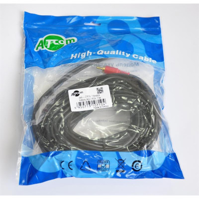 Аудіо-кабель Atcom 3.5 мм - 2xRCA (M/M), 7.5 м, чорний (10710) пакет Аудіо-кабель Atcom 3.5 мм - 2xRCA (M/M), 7.5 м, чорний (10710) пакет