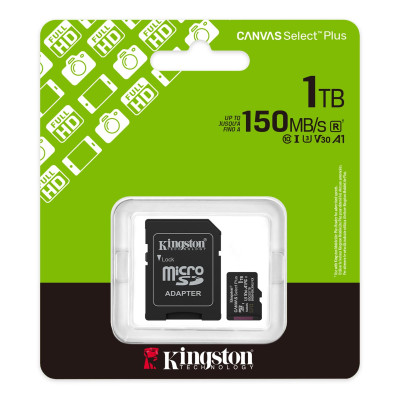 Карта пам`яті MicroSDXC 1TB UHS-I Class 10 Kingston Canvas Select Plus R150MB/s + SD адаптер (SDCS3/1TB) Карта пам`яті MicroSDXC 1TB UHS-I Class 10 Kingston Canvas Select Plus R150MB/s + SD адаптер (SDCS3/1TB)