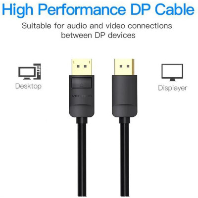 Кабель Vention DisplayPort - DisplayPort (M/M), 1 м, чорний (HACBF) Кабель Vention DisplayPort - DisplayPort (M/M), 1 м, чорний (HACBF)