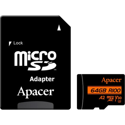Карта пам`ятi MicroSDXC 64GB UHS-I/U3 Class 10 Apacer (AP64GMCSX10U8-R) + SD адаптер Карта пам`ятi MicroSDXC 64GB UHS-I/U3 Class 10 Apacer (AP64GMCSX10U8-R) + SD адаптер